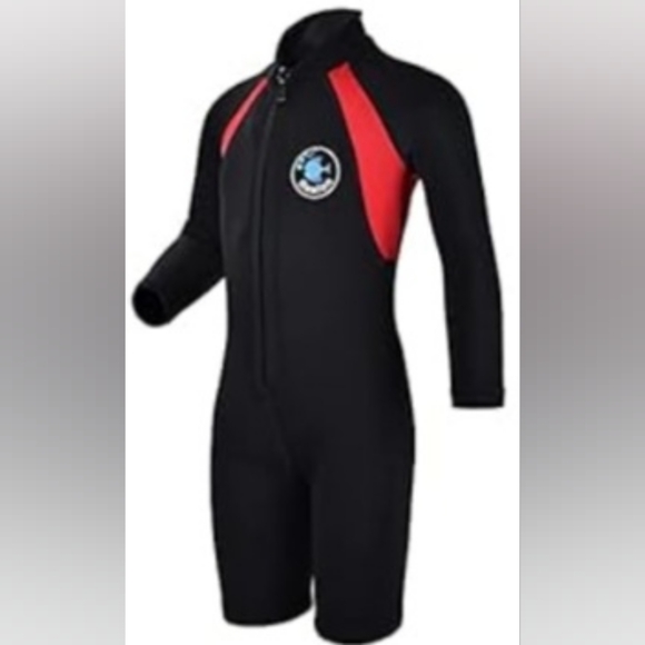 Wetsuit, Realon Kid's Short Wetsuit with Long Sleeves, Size Large (8) - Picture 2 of 6